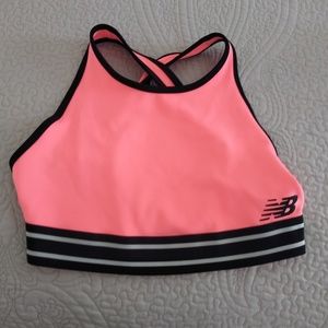New Balance Crop Top Sports Bra Pink Black